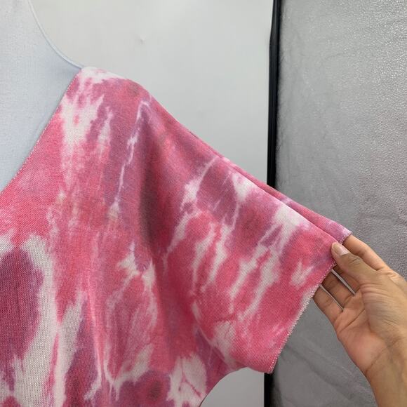 Free for Humanity Shirt Womens OS One Size Metallic Short Sleeve Tie Dye V Neck - Picture 5 of 11